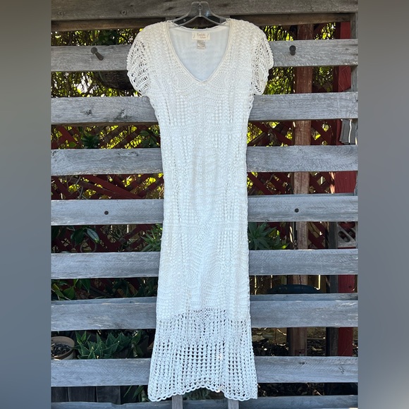 Vintage Y2K by Papillon Crochet Knit Boho Midi Dress - Picture 4 of 9